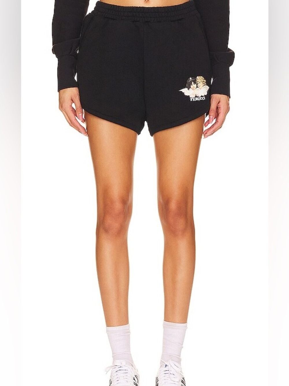 Fiorucci Black Angel Cherub Graphic Fleece Sweat Shorts Size M